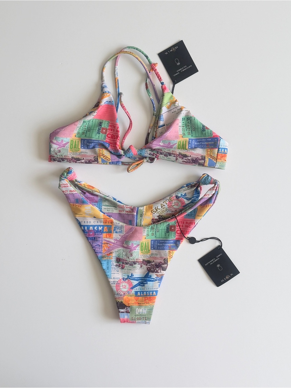 NWT Skatie SMALL/MEDIUM swim bikini set in Getaway print